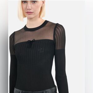 The Kooples Black Mesh Detail Sweater